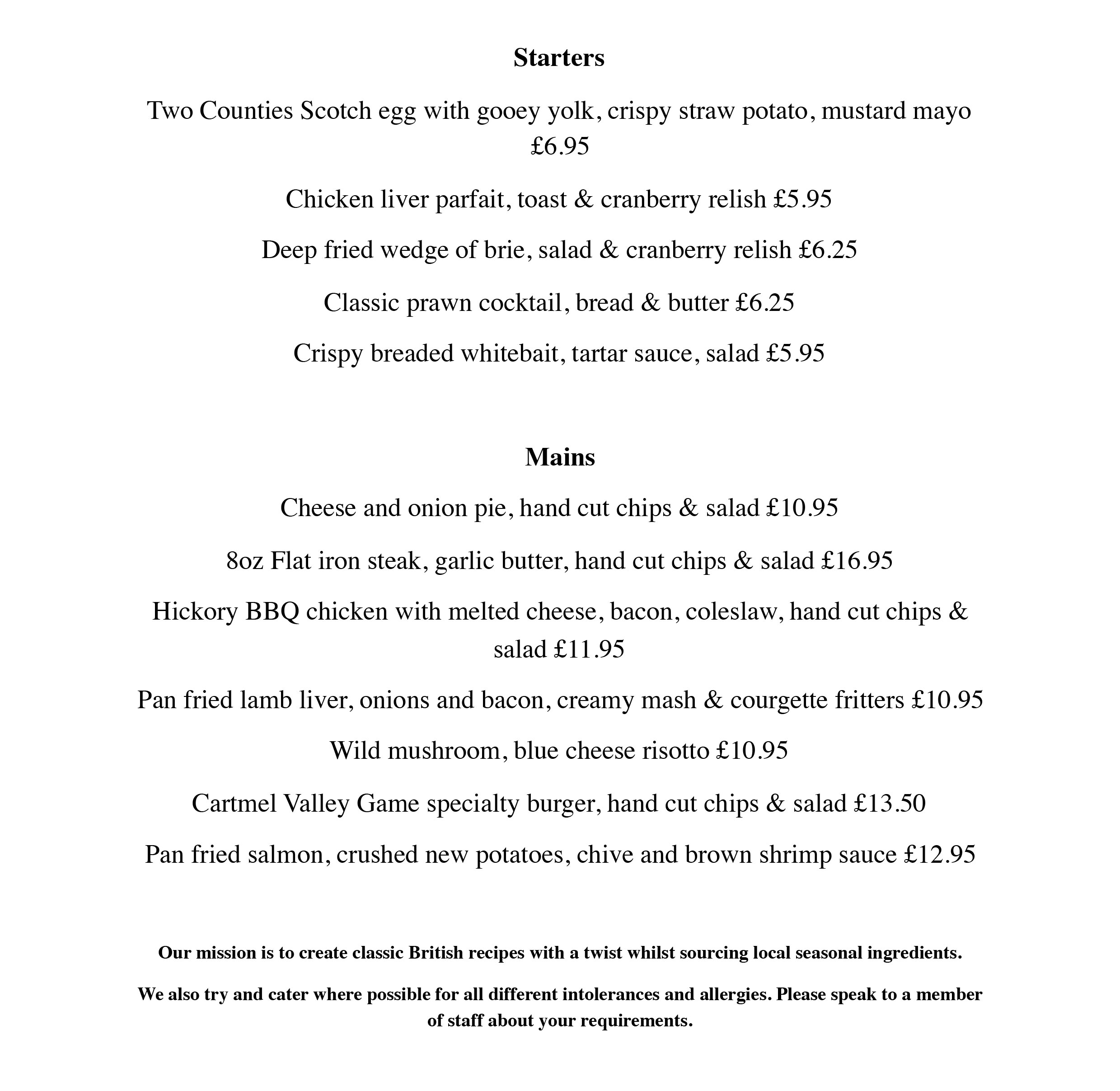 Special Menu Thestricklandarms